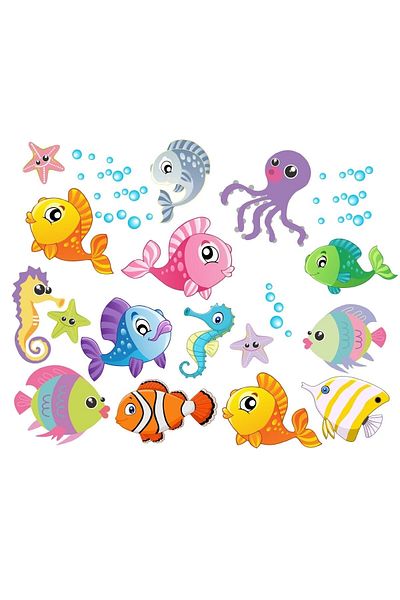 Sim Tasarım Fish Shower Cabin And Bathroom Sticker Cs-837