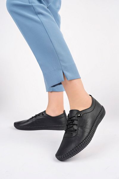 Deripabuc Genuine Leather Black Women's Leather Casual Shoes Dp62-8001