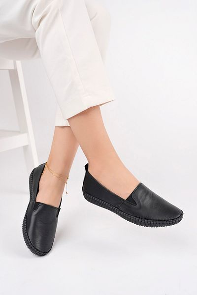 Deripabuc Genuine Leather Black Women's Leather Ballerinas Dp62-8002