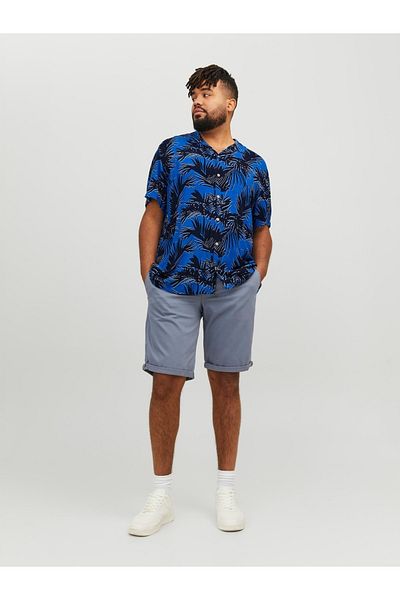 Jack & Jones Ανδρικό μπλε πουκάμισο Jack Jones Luke Palma Aop Shirt Ss Pls 12236059 -07