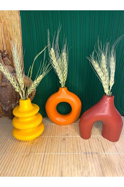 BNGE Ticaret Set decorativ de 10 cm cu 3 vaze minimaliste boeme