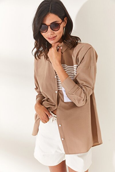 Olalook Mink Oversize szőtt ing zsebrészlettel GML-19000978