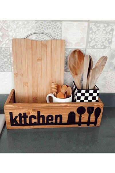 temamall منظم مطبخ خشبي وصندوق - ديكور مطبخ