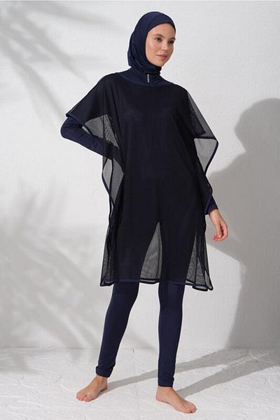 Pierre Cardin 231919   Salopetă Hijab Model Bleumarin - Costum De Baie Detaliat Plasă