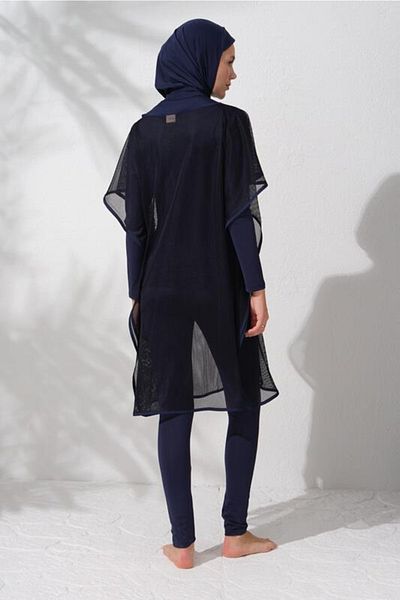 Pierre Cardin 231919   Salopetă Hijab Model Bleumarin - Costum De Baie Detaliat Plasă