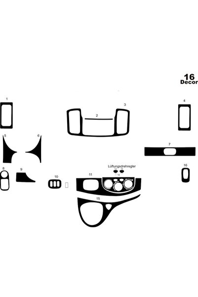 meriç cockpit design ميريتش ®   رينو ترافيك توربيدو امامي مطلي اسود لامع 16 قطعة 2011-2015