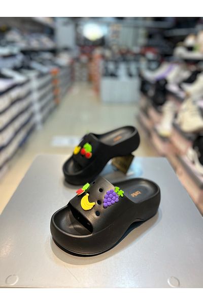 Akınal Bella High Sole Women's Slippers with Fruit Stickers