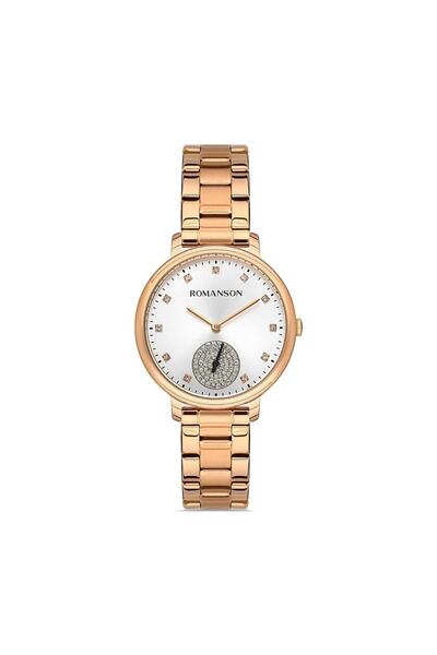 Romanson Rm9a14llrras6r Çelik Kordon Alttan Saniyeli Rose Gold Renk Taşlı Kadın Kol Saati