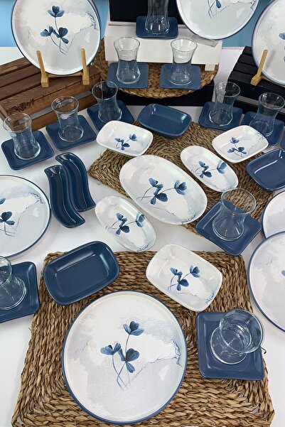 Keramika Blue Magic Stackable 47 Parça 12 Kişilik Kahvaltı Takımı