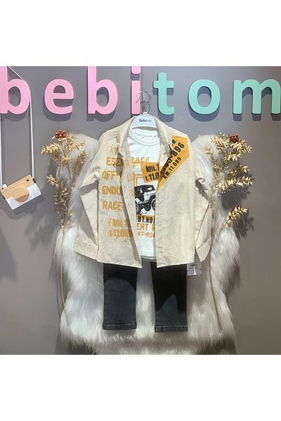 bebitomkids Seasonal Triple Set with 5-8 Years Old Piece Printed Jeans