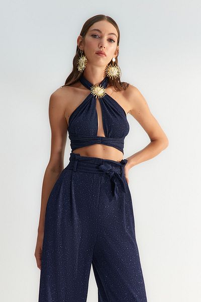 Trendyol Collection X Zeynep Tosun Navy Blue Gunes Аксесуар Детальний сріблястий бюст'є Orme TCLSS23BS00010