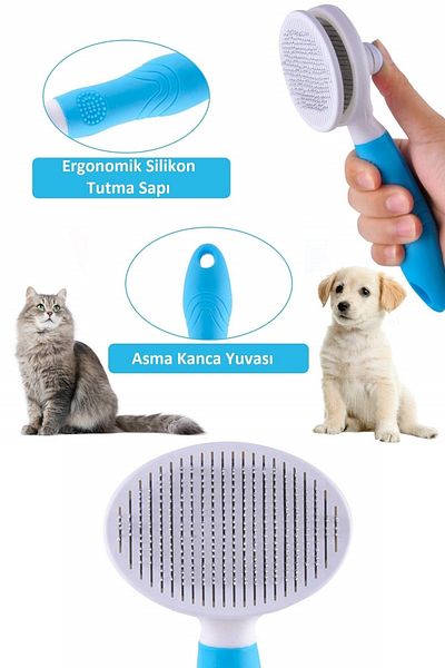Tilbe Home Cat Brush And Comb Bristle Hair Collection Push Mohair Cat Dog Pet Cleaning Massage Tool