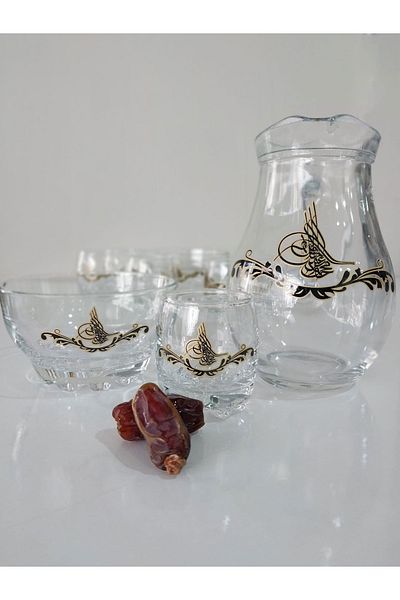 Paşabahçe Tuğra Pattern Glass Zamzam Set (9 PIECES)