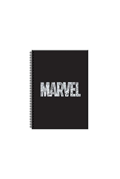 Marvel Sharp Color Spiral Notebook, Hard Cover, Striped, 100 Sheets, (17x24 Cm), Black