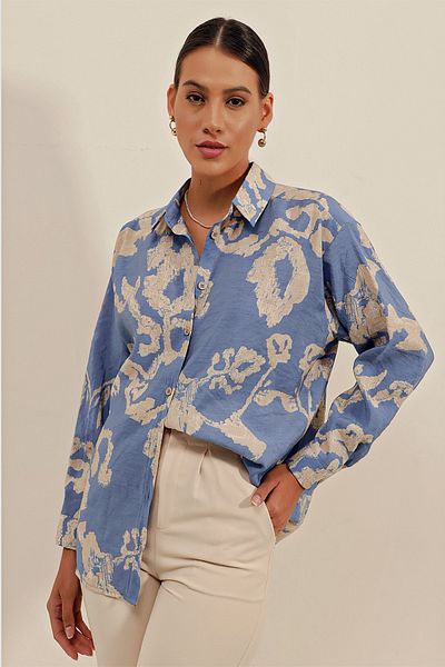 Bigdart Cămașă de bază lungă oversize 3900 - V. Indigo