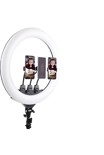 SMAYLİNG 22 Inç Ring Light Mega Boy Döküm Ayaklı Kuaför Makyaj Işığı Youtube Canlı Yayın Led Halka Lüx