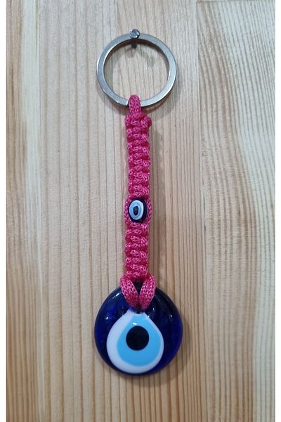 erdoğan hobi Knitting Keychain Evil Eye Fuchsia Knitting Ornament Car Ornament Bag Ornament Evil Eye Beaded Gift Keychain