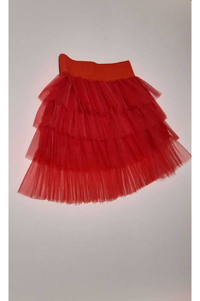 SİMGE Girl 5/6 Years Red Tulle Skirt