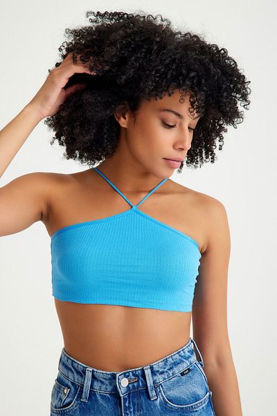 Top Step Corp crop pentru camisole cu nervuri, cu detaliu pentru furtun