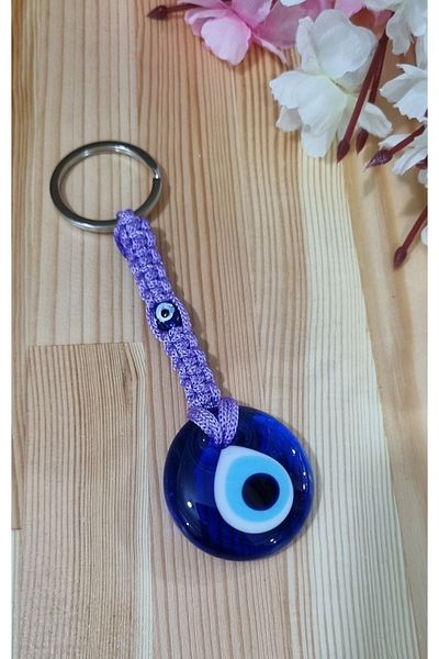 erdoğan hobi Lilac Knitted Ornamental Car - Charm, Beaded Gift Keychain