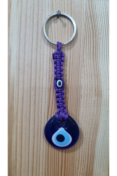 erdoğan hobi Knitting Keychain Evil Eye Purple Knitting Ornament Car Ornament Bag Ornament Evil Eye Beaded Gift Keychain