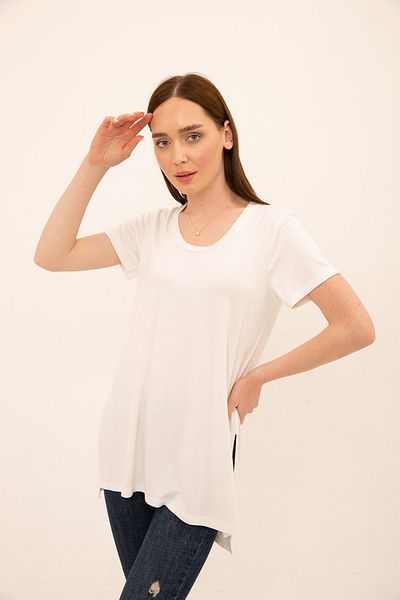 Laranor Κανονικό μπλουζάκι Ecru Viscose με στρογγυλή λαιμόκοψη