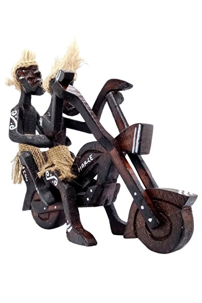 Dünyadan Hediyeler Ahşap Primitif Aborjin Ikili Motorcu El Yapımı