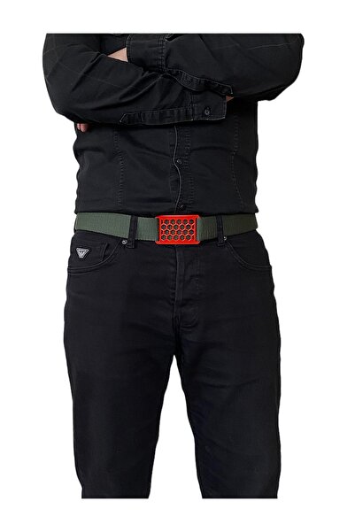 GoDeri 2023 Новий сезон унісекс зелений червоний ремінь з пряжкою у вигляді сот - 4 см