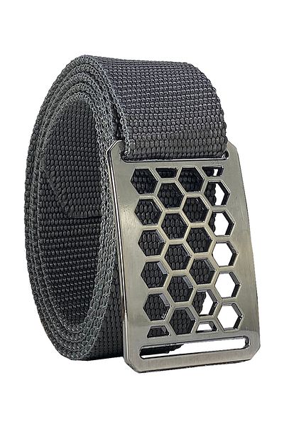 GoDeri Νέα σεζόν 2023 - Unisex Nickel Matte Honeycomb Buckle Grey Colon Belt 4 cm