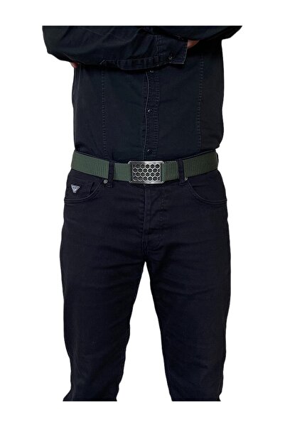 GoDeri 2023 Новий сезон унісекс зелений пояс з колонами та матовими нікелевими пряжками - 4 см