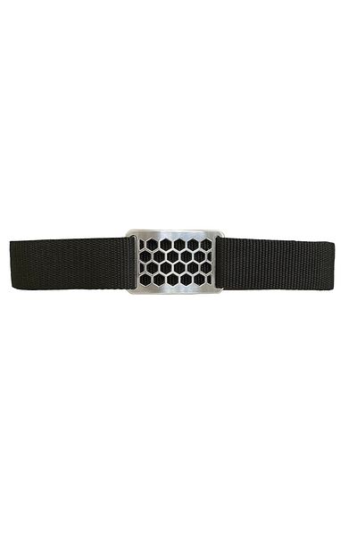 GoDeri Noul sezon 2023 - centură coloană neagră unisex, cataramă de tip fagure lucios, 4 cm
