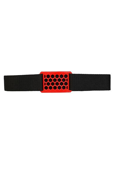 GoDeri 2023 Noul sezon unisex cu cataramă roșie tip fagure, centură neagră coloană 4 cm