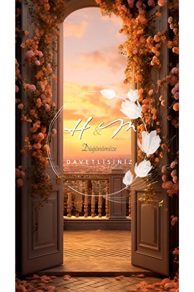 ikisibir Video Düğün Davetiyesi Floral Golden Door