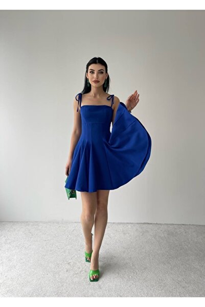 conconmoda Kiloş Askılı Mini Atlas Elbise