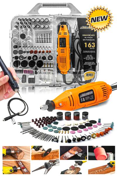 PROXTECH Pro 163 Parça Dramel 6 Devir Ayarlı Pvc Çantalı Hobi Gravür Seti Mini Taşlama Esnek Şaft Hediye
