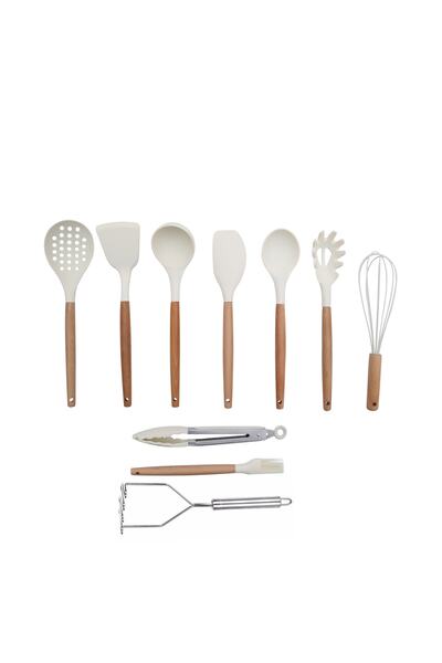 morponi 10 Piece Silicone Serving Set (PATATES WITH STROLLER) Cream Color