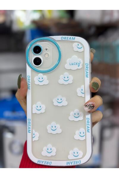 Go Aksesuar iPhone 11 Compatible Clouds Design Soft Silicone Camera Protected Case