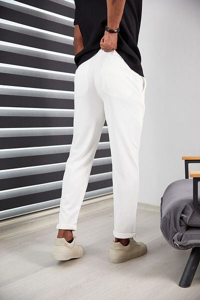 JACK CAPRİO Ανδρικό Jogger παντελόνι Lycra με σχέδια υψηλής ποιότητας - Διπλό, Λευκό