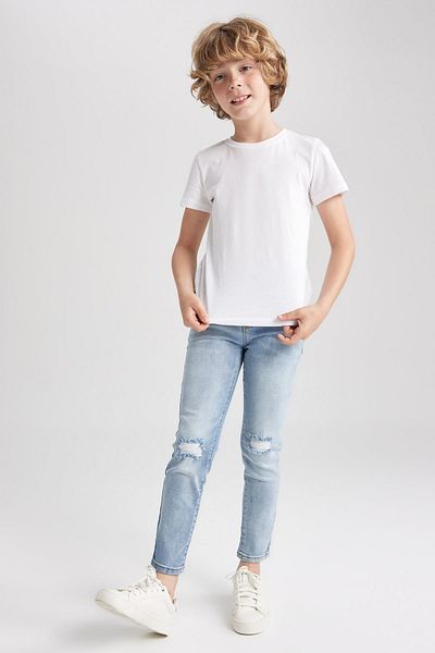 DeFacto Boy's Slim Fit Ripped Detailed Straight Leg Jeans Trousers Z1599a623sm