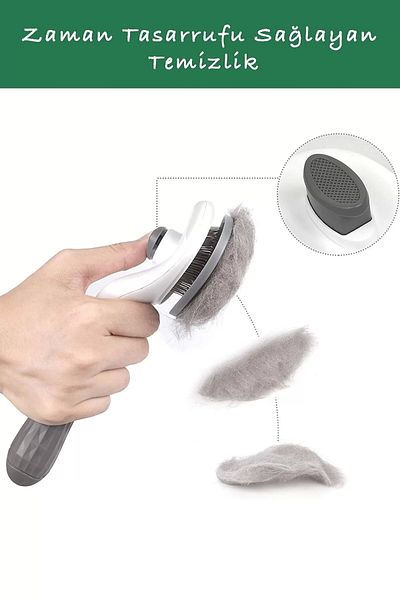 Tilbe Home Pet Brush with Automatic Cleaning Button Cat Dog Comb Bristle Hair Collection Lint Massage Tool