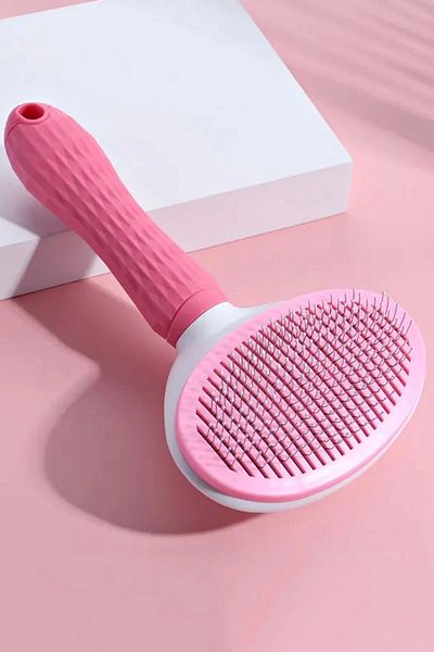 Tilbe Home Cat Brush And Comb With Automatic Cleaning Button Pet Dog Bristle Hair Collector Pink Comb