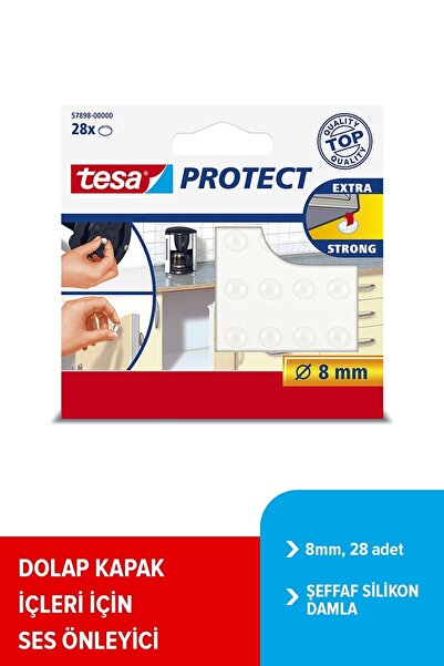 Tesa Protect Sessiz / Kaydırmaz Yuvarlak Pedler, 8mm, Şeffaf