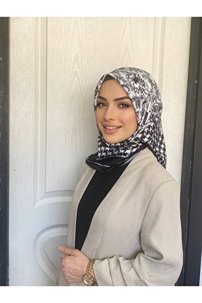 Nilbutik Eșarfă Twill Trend de culoare solidă neagră pentru femei Rosh