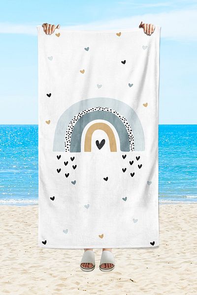 milroma Milroma White Rainbow Patterned Sea and Beach Towel