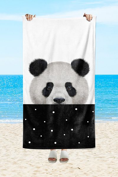 milroma Mi̇lroma Panda Patterned Sea and Beach Towel Black