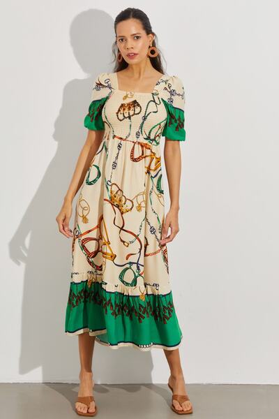 Cool & Sexy Women's Stone Elastic Square Collar Midi Dress ÖM167