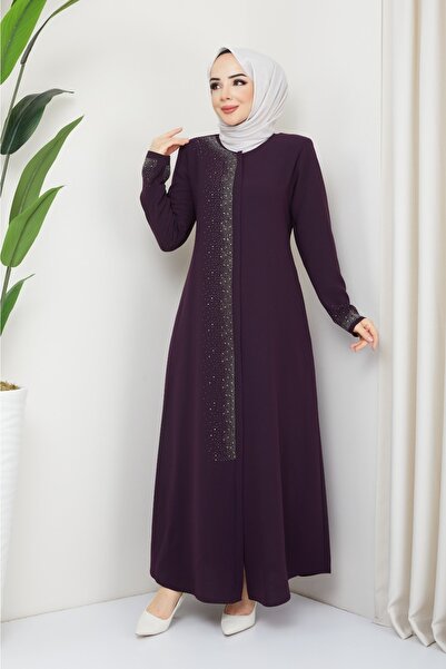 KMKkombin Women's Summer Zippered Stone Detailed Long Top Coat 932