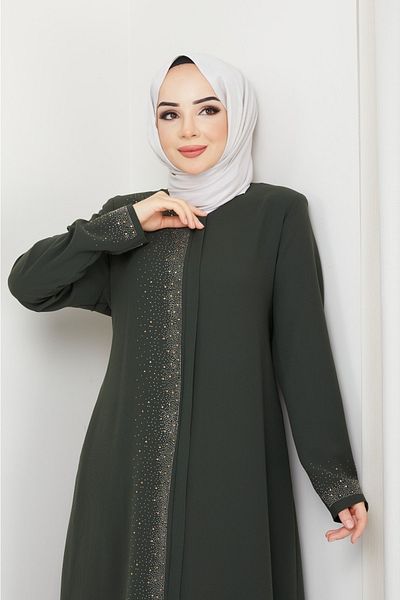 KMKkombin Women's Summer Zippered Stone Detailed Long Top Coat 932