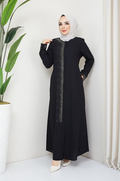 KMKkombin Women's Summer Zippered Stone Detailed Long Top Coat 932