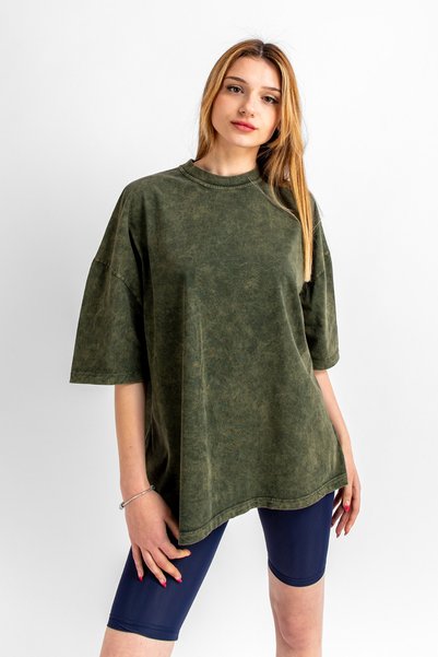 Bak Moda Khaki Colored Basic Oversize Unisex T-Shirt - Washable